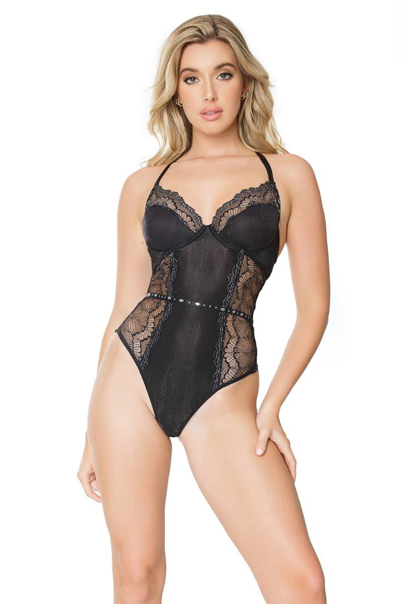 Coquette - 21311 - Padded Underwire Teddy - Black/Silver - Stag Shop