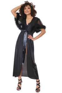 Thumbnail for Coquette - 21313 - MARABOU ROBE - Black - OS - Stag Shop