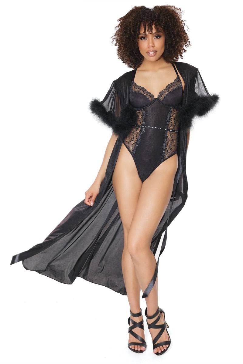 Coquette - 21313 - MARABOU ROBE - Black - OS - Stag Shop