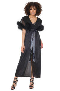 Thumbnail for Coquette - 21313 - MARABOU ROBE - Black - OS - Stag Shop