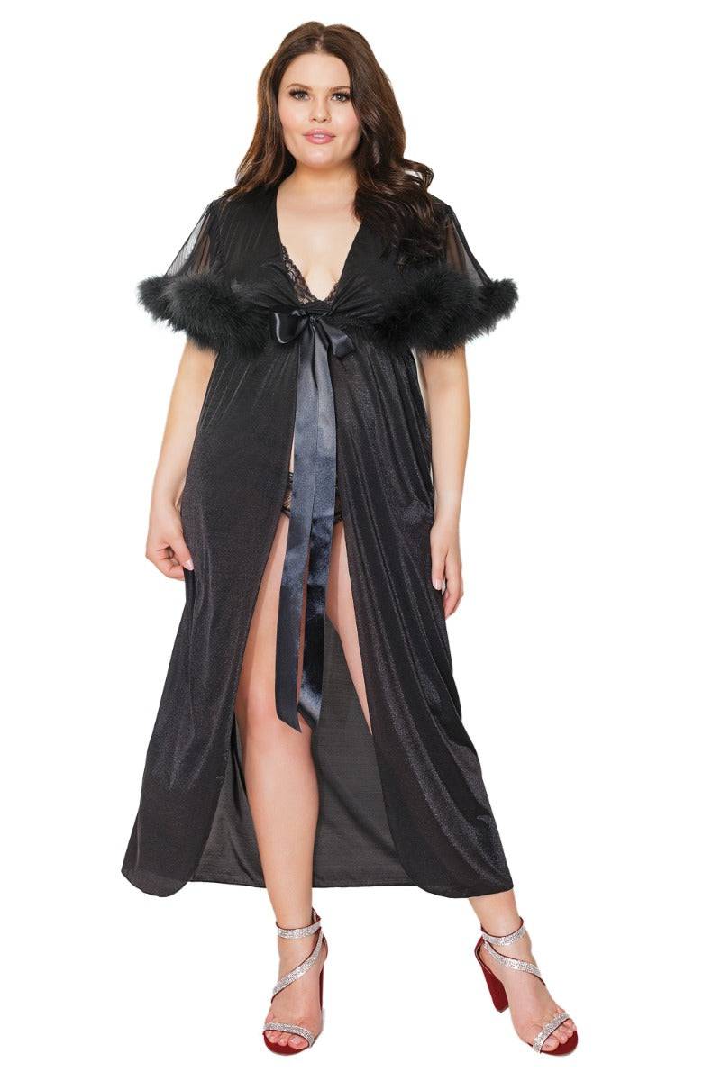 Coquette - 21313 - MARABOU ROBE - Black - OS - Stag Shop