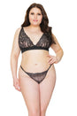 Coquette - 21314 Plus - Crotchless G-string - Black/Silver - OS/XL - Stag Shop