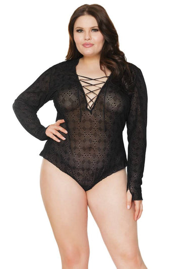 Coquette - 21318 Plus - Romper - Black - OS/XL - Stag Shop