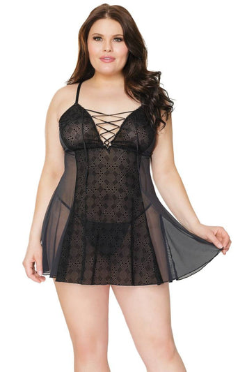Coquette - 21319 Plus - Chemise - Black - OS/XL - Stag Shop