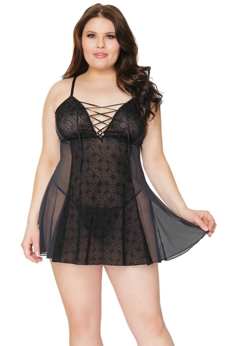 Coquette - 21319 Plus - Chemise - Black - OS/XL - Stag Shop