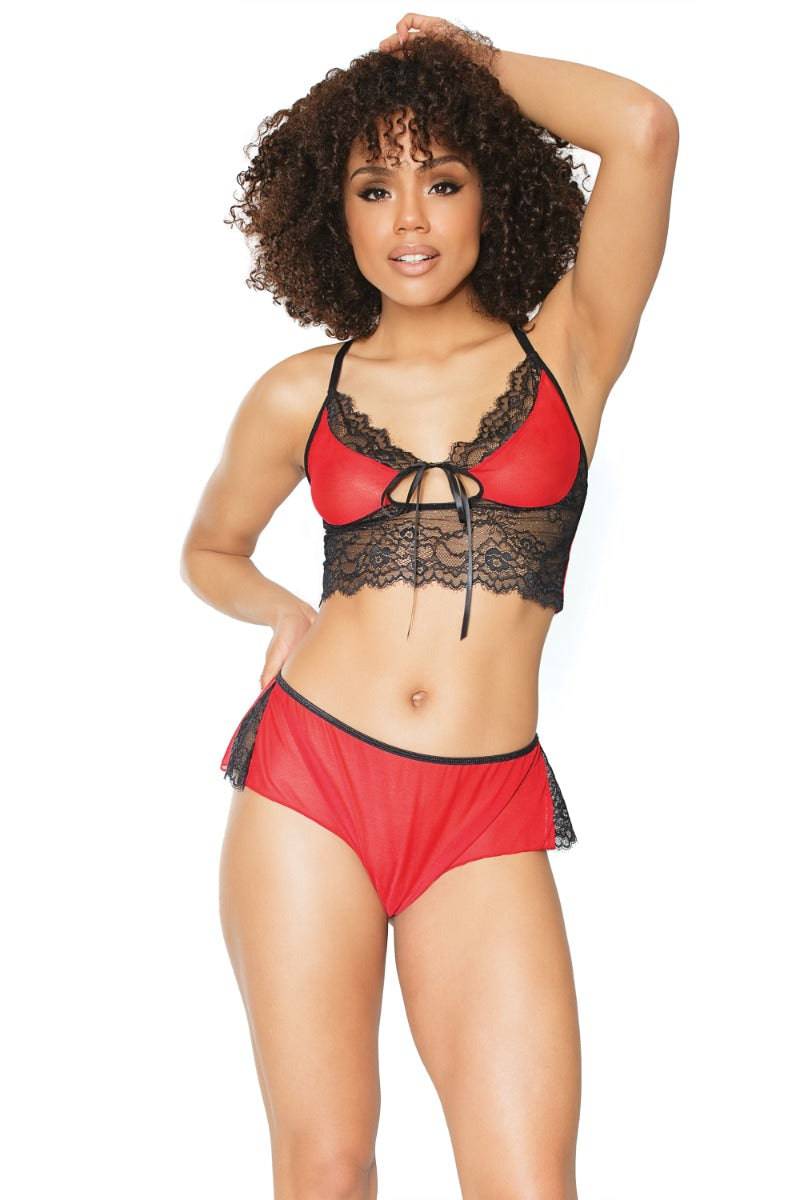Coquette - 21321 - Cami Top & Panty Set - Red/Black - OS - Stag Shop