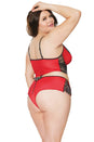 Coquette - 21321 Plus - Cami Top & Panty Set - Red/Black - OS/XL - Stag Shop