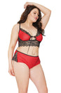 Coquette - 21321 Plus - Cami Top & Panty Set - Red/Black - OS/XL - Stag Shop