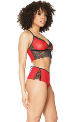 Coquette - 21321 - Cami Top & Panty Set - Red/Black - OS - Stag Shop