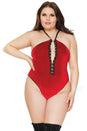 Coquette - 21324 Plus - Velvet Teddy - Red - OS/XL - Stag Shop