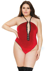 Coquette - 21324 Plus - Velvet Teddy - Red - OS/XL - Stag Shop