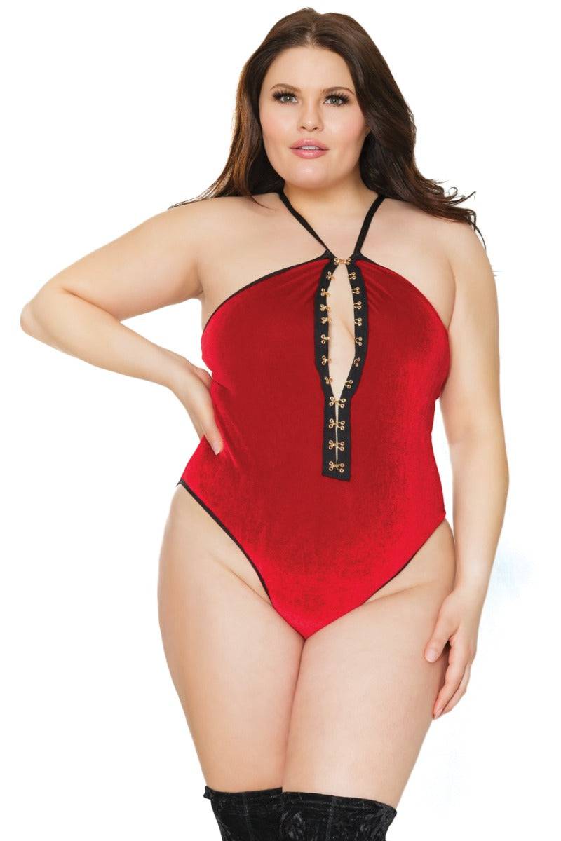 Coquette - 21324 Plus - Velvet Teddy - Red - OS/XL - Stag Shop