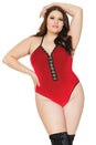 Coquette - 21324 Plus - Velvet Teddy - Red - OS/XL - Stag Shop