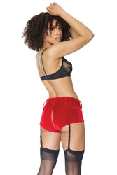 Coquette - 21325 - Velvet Garter Shorts - Red - OS - Stag Shop