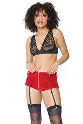 Coquette - 21325 - Velvet Garter Shorts - Red - OS - Stag Shop