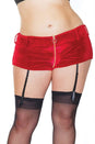 Coquette - 21325 Plus - Velvet Garter Shorts - Red - OS/XL - Stag Shop