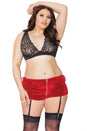 Coquette - 21325 Plus - Velvet Garter Shorts - Red - OS/XL - Stag Shop
