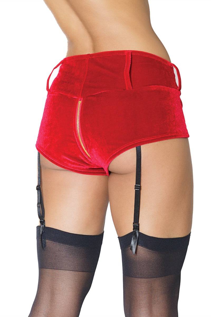 Coquette - 21325 - Velvet Garter Shorts - Red - OS - Stag Shop