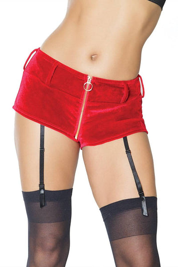Coquette - 21325 - Velvet Garter Shorts - Red - OS - Stag Shop