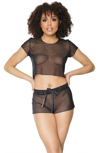 Coquette - 21328 - Crop Top & Booty Short Set - Black - OS - Stag Shop