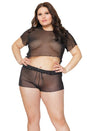 Coquette - 21328 Plus - Crop Top & Booty Short Set - Black - OS/XL - Stag Shop