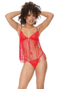 Coquette - 21329 - Fringe Bra & Panty Set - Red - Stag Shop