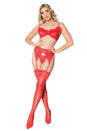 Coquette - 21330 - Marabou Bra & Panty Set - Red - Stag Shop