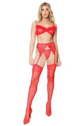 Coquette - 21330 - Marabou Bra & Panty Set - Red - Stag Shop