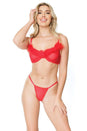 Coquette - 21330 - Marabou Bra & Panty Set - Red - Stag Shop