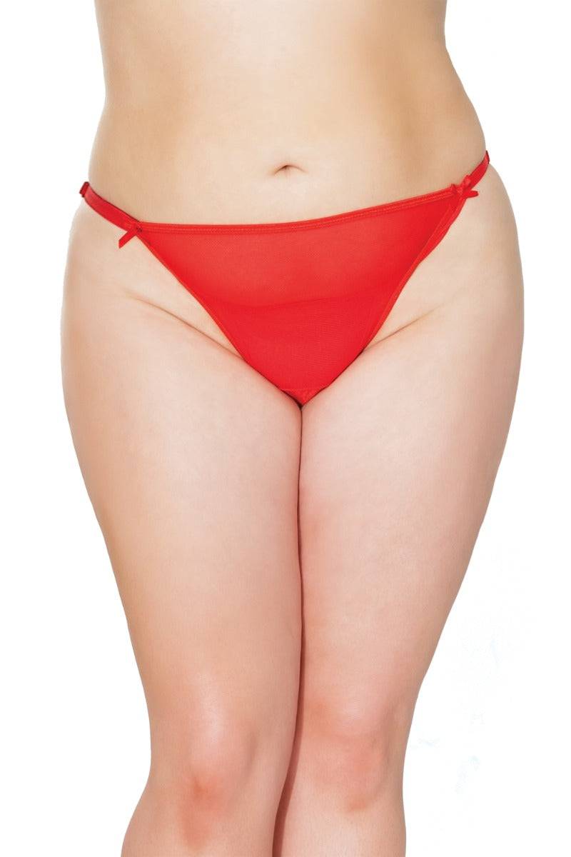 Coquette - 21331 Plus - Crotchless Panty - Red - OS/XL - Stag Shop