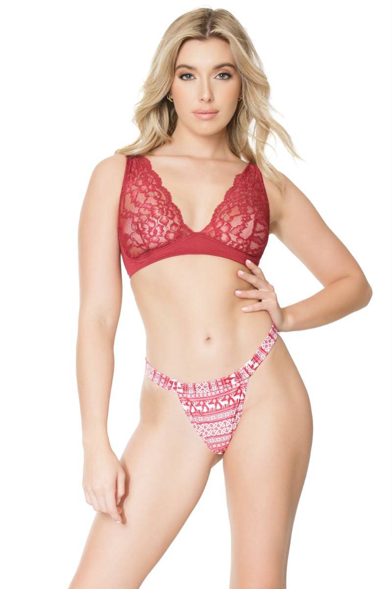 Coquette - 21333 - Festive Thong - RedWhite - Stag Shop