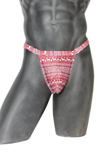 Coquette - 21334 - Men's Festive Thong - RedWhite - Stag Shop
