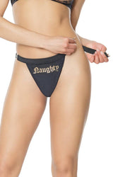 Coquette - 21335 - Naughty Thong - Black - OS - Stag Shop