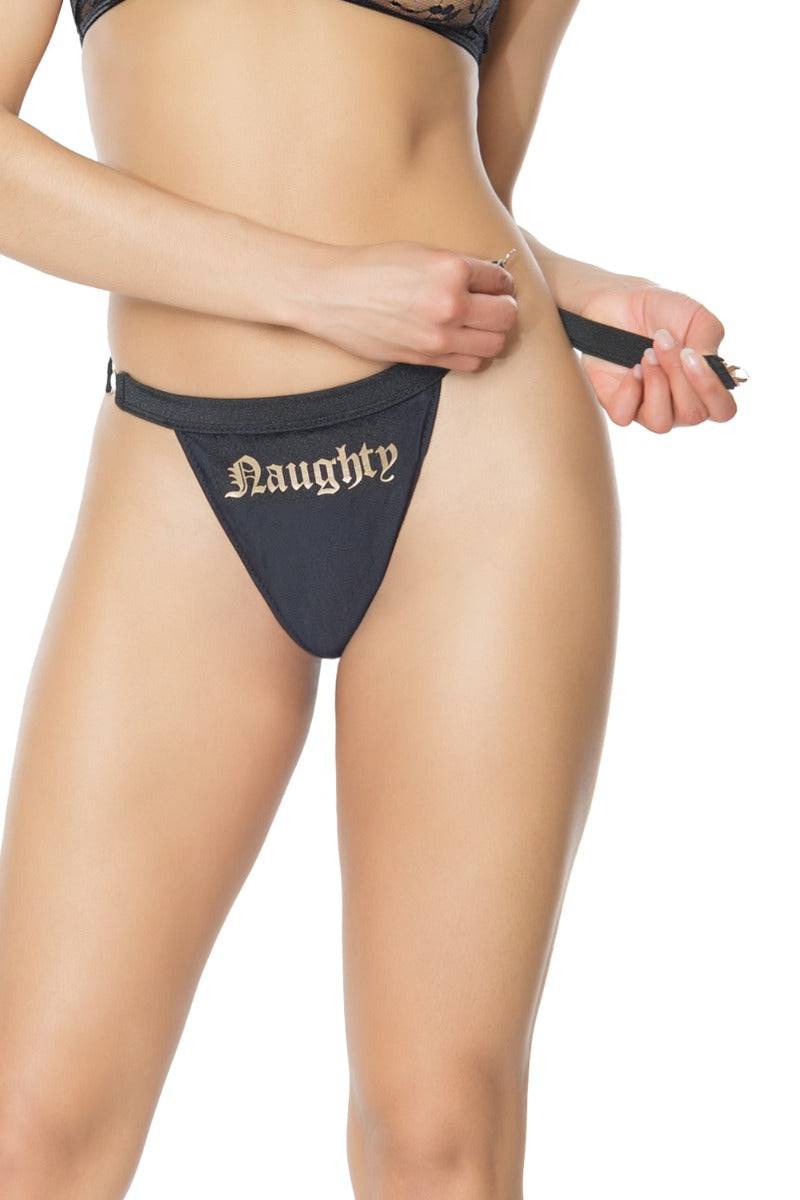 Coquette - 21335 - Naughty Thong - Black - OS - Stag Shop