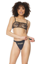 Coquette - 21335 - Naughty Thong - Black - OS - Stag Shop