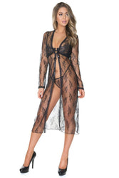 Coquette - 21405 - Robe & G-string  Set - Black - OS - Stag Shop