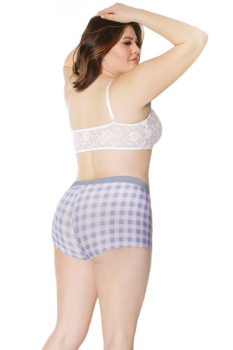 Coquette - 21504 Plus - Unisex Short - Grey/Pink - OS/XL - Stag Shop