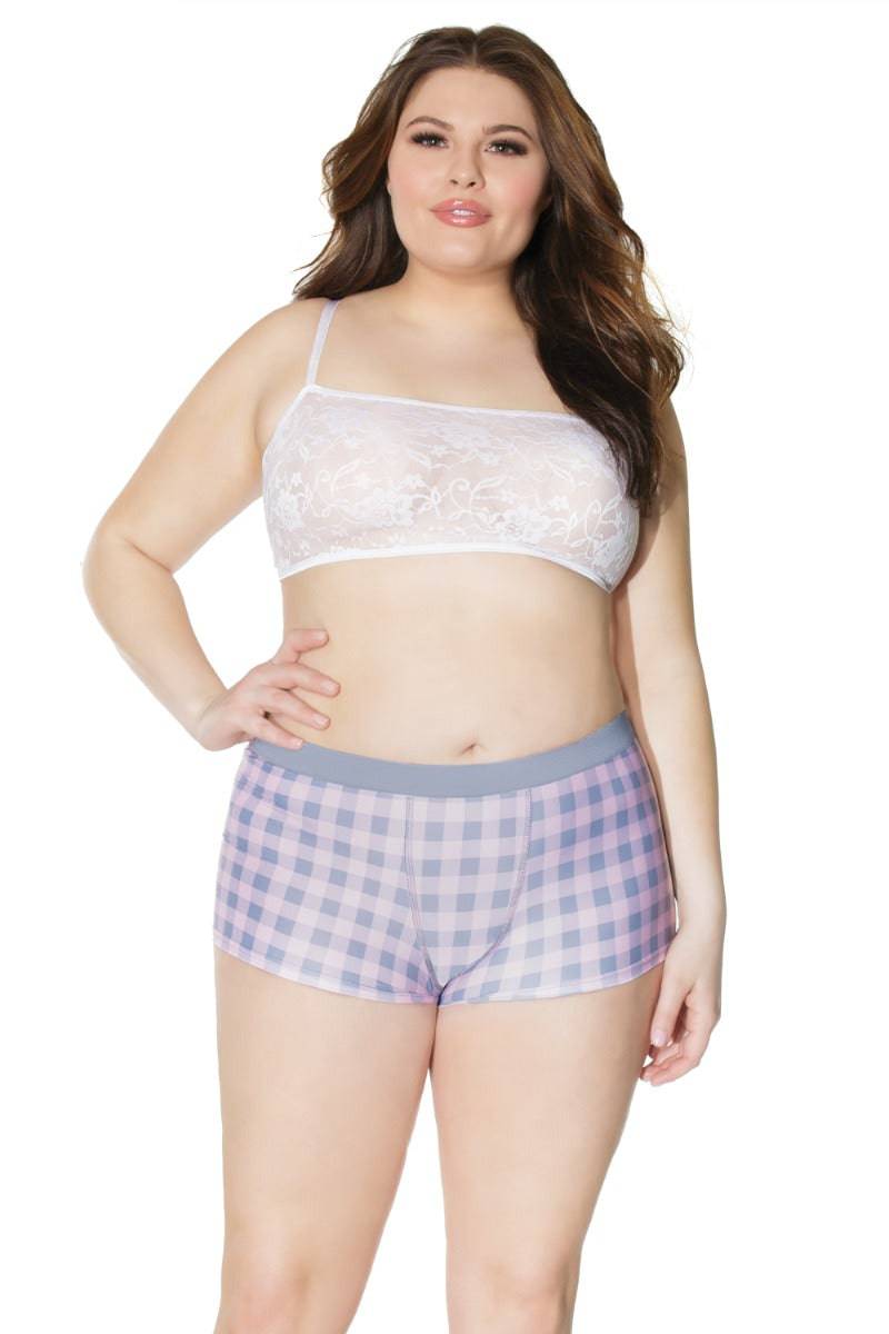 Coquette - 21504 Plus - Unisex Short - Grey/Pink - OS/XL - Stag Shop