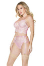 Coquette - 21505 - Bra Garter Belt & Panty Set - Pink - Stag Shop