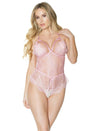 Coquette - 21507 - Crotchless Teddy - Pink - OS - Stag Shop