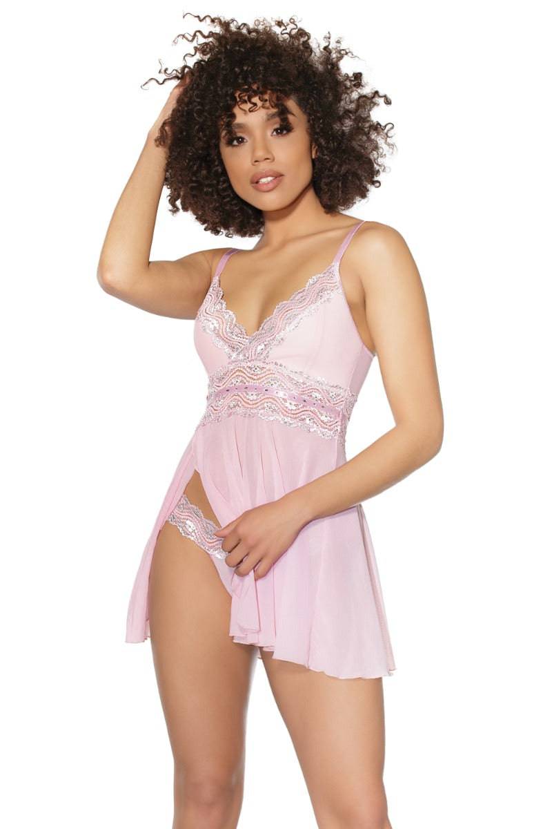 Coquette - 21508 - Babydoll & Thong Set - Pink - Stag Shop