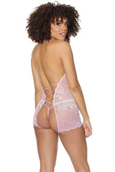 Coquette - 21510 - Crotchless Teddy - Pink - OS - Stag Shop
