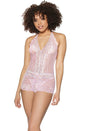 Coquette - 21510 - Crotchless Teddy - Pink - OS - Stag Shop