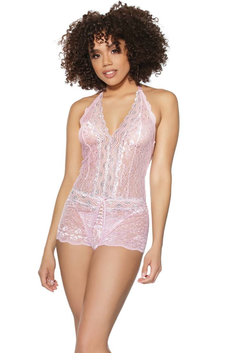 Coquette - 21510 - Crotchless Teddy - Pink - OS - Stag Shop