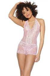 Coquette - 21510 - Crotchless Teddy - Pink - OS - Stag Shop
