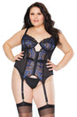 Coquette - 22102 PLUS - Bustier - Black/Blue - Stag Shop