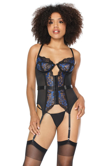 Coquette - 22102 - Bustier - Black/Blue - Stag Shop