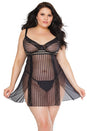 Coquette - 22108 PLUS - Babydoll & G-String Set - Black - Stag Shop