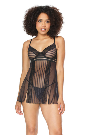 Coquette - 22108 - Babydoll & G-String Set - Black - Stag Shop