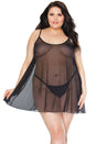 Coquette - 22109 PLUS - Mesh Chemise - Black - OS/XL - Stag Shop